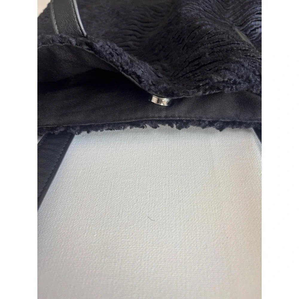 Urban Outfitters Black Textured Faux Fur Tote Bag Shoulder Bag‎ Whimsigoth